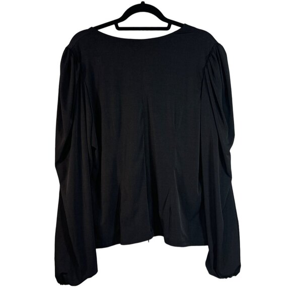 La Femme 4X  Black Long Sleeve Surplice Neck Blouse 4X - Picture 4 of 7